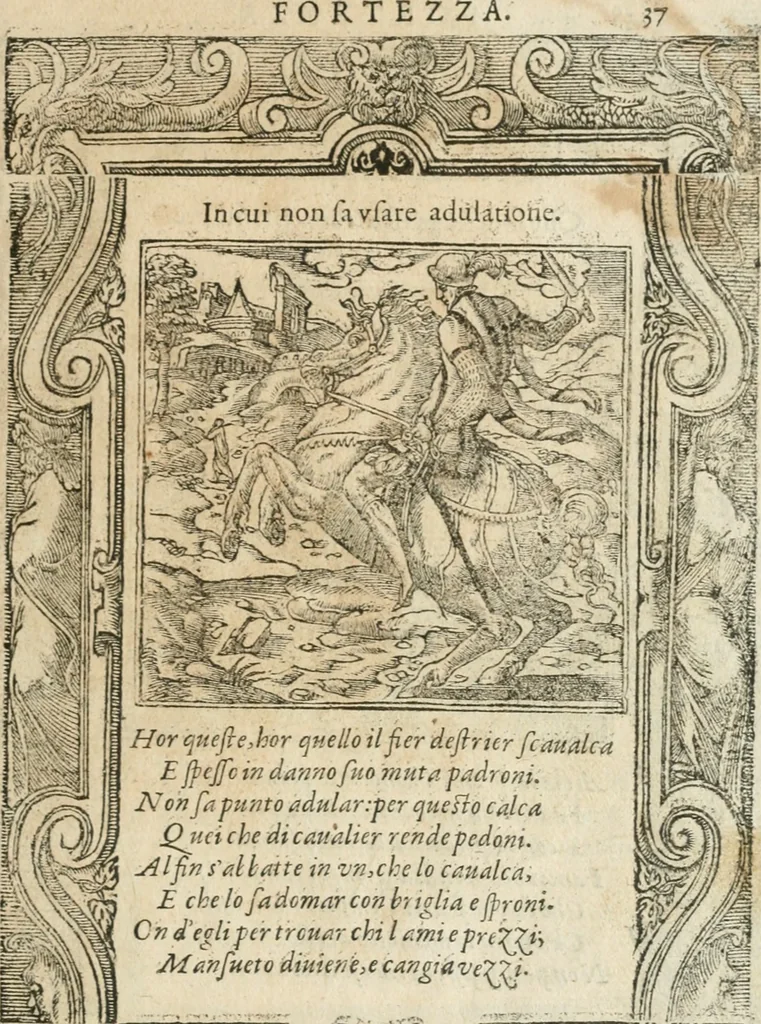 An illustration from Diverse imprese accommodate a diuerse moralità : con versi che i loro significati dichiarano insieme con molte altre nella lingua italiana non piu tradotte, 1564, leaf 40
