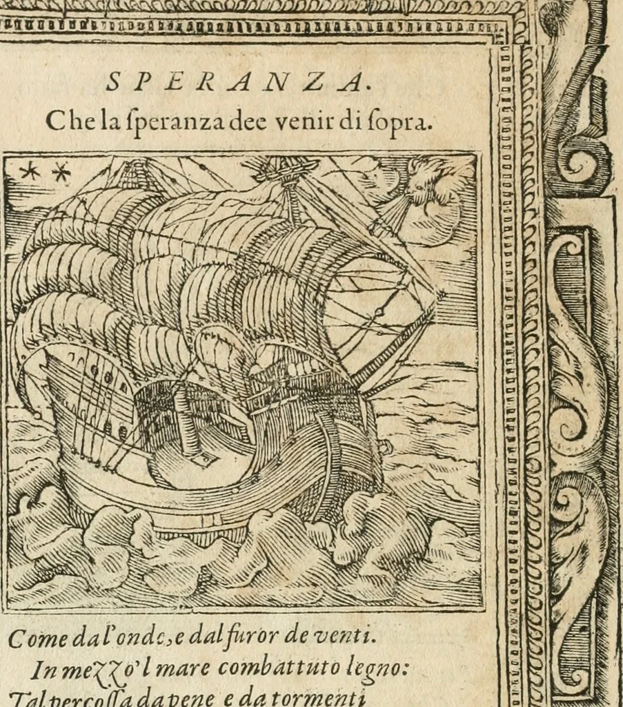 An illustration from Diverse imprese accommodate a diuerse moralità : con versi che i loro significati dichiarano insieme con molte altre nella lingua italiana non piu tradotte, 1564, leaf 47