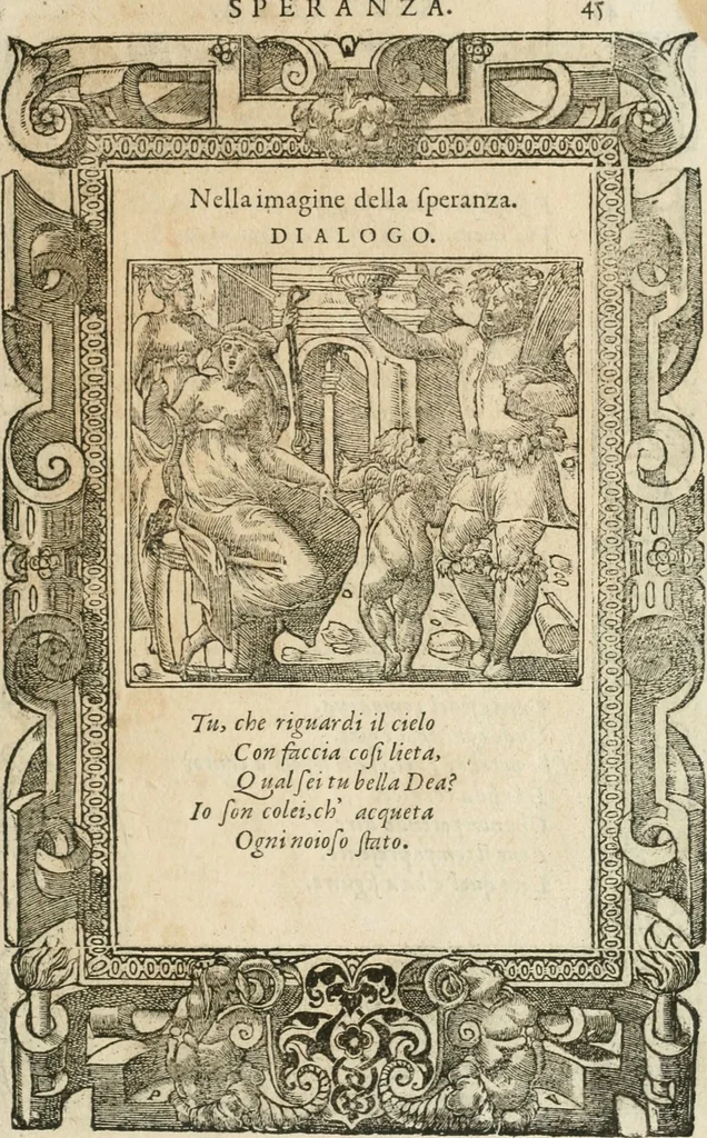 An illustration from Diverse imprese accommodate a diuerse moralità : con versi che i loro significati dichiarano insieme con molte altre nella lingua italiana non piu tradotte, 1564, leaf 48