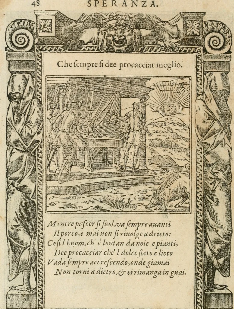 An illustration from Diverse imprese accommodate a diuerse moralità : con versi che i loro significati dichiarano insieme con molte altre nella lingua italiana non piu tradotte, 1564, leaf 51