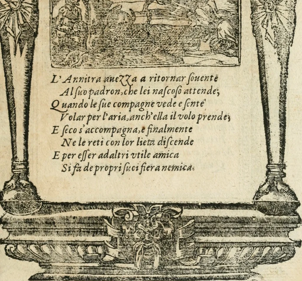 An illustration from Diverse imprese accommodate a diuerse moralità : con versi che i loro significati dichiarano insieme con molte altre nella lingua italiana non piu tradotte, 1564, leaf 56