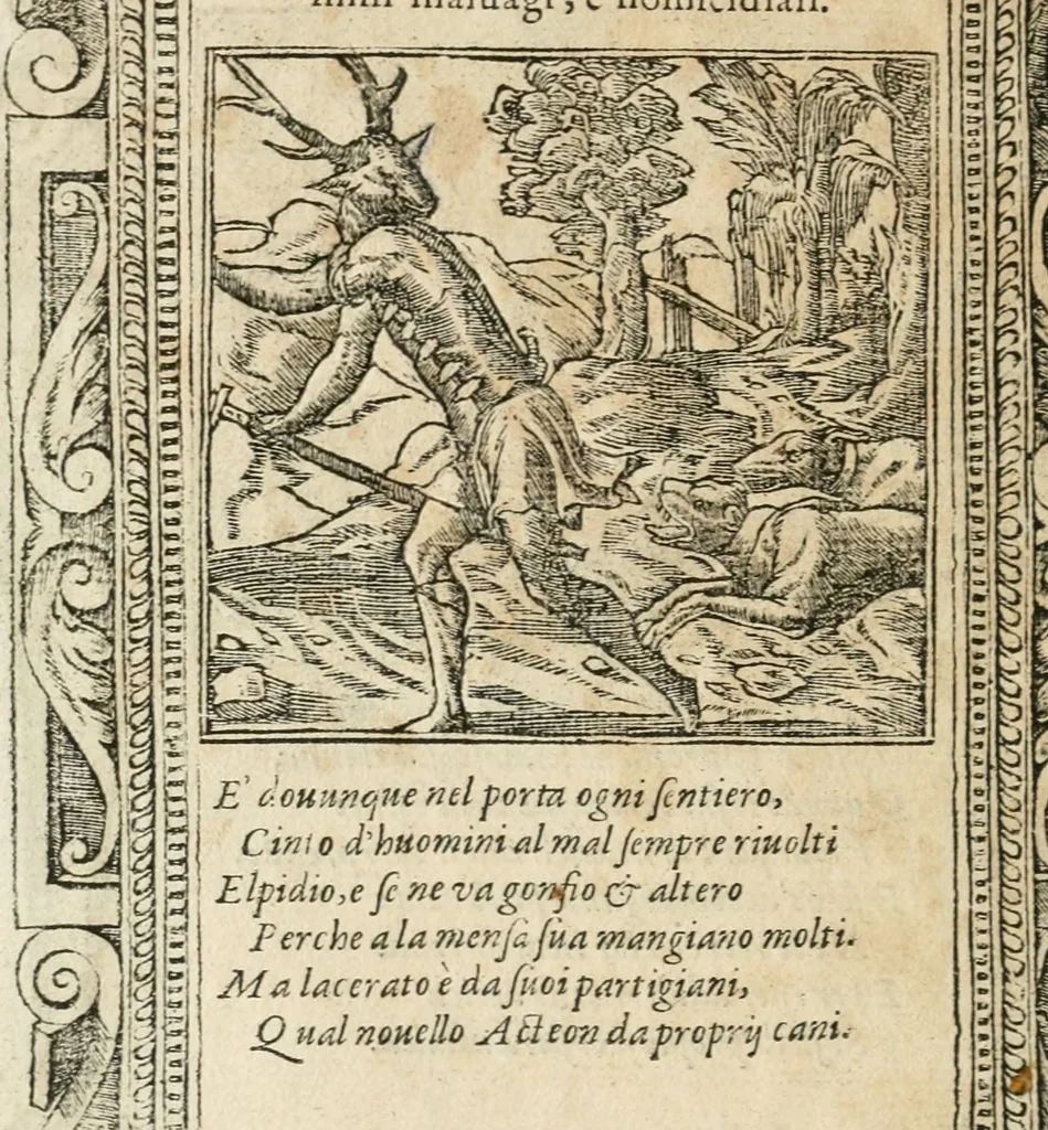 An illustration from Diverse imprese accommodate a diuerse moralità : con versi che i loro significati dichiarano insieme con molte altre nella lingua italiana non piu tradotte, 1564, leaf 57