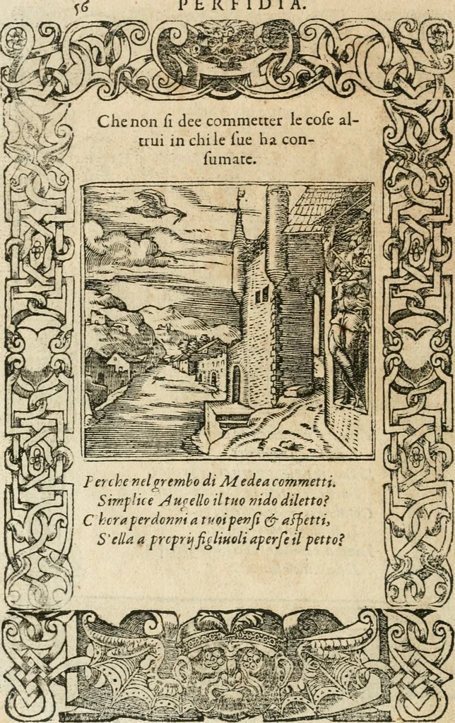 An illustration from Diverse imprese accommodate a diuerse moralità : con versi che i loro significati dichiarano insieme con molte altre nella lingua italiana non piu tradotte, 1564, leaf 59
