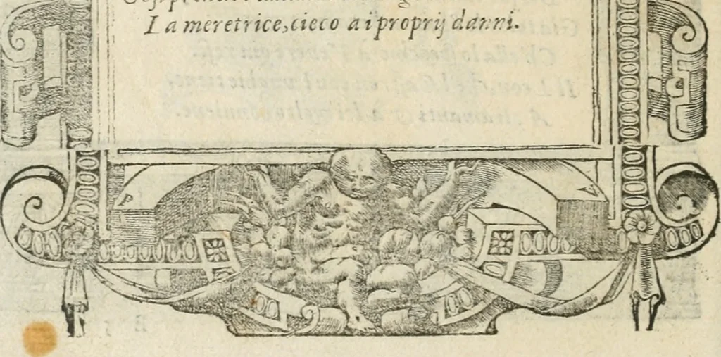 An illustration from Diverse imprese accommodate a diuerse moralità : con versi che i loro significati dichiarano insieme con molte altre nella lingua italiana non piu tradotte, 1564, leaf 77