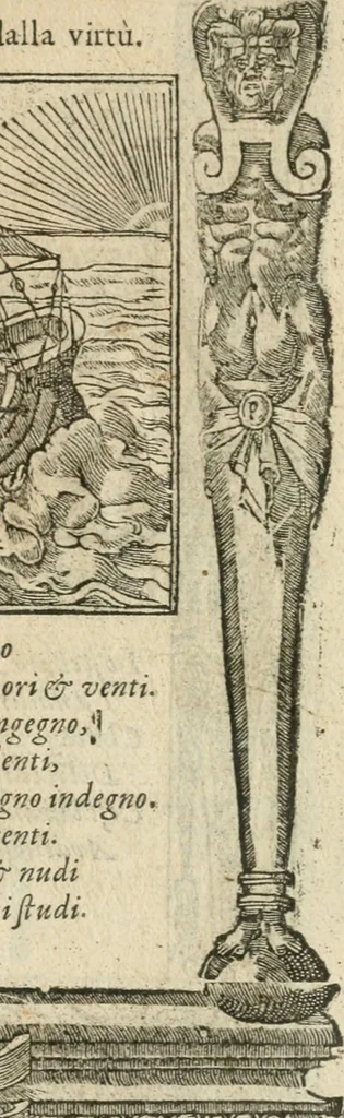 An illustration from Diverse imprese accommodate a diuerse moralità : con versi che i loro significati dichiarano insieme con molte altre nella lingua italiana non piu tradotte, 1564, leaf 84