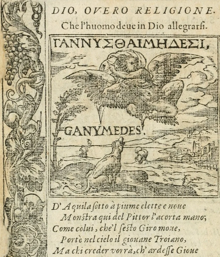 An illustration from Diverse imprese accommodate a diuerse moralità : con versi che i loro significati dichiarano insieme con molte altre nella lingua italiana non piu tradotte, 1564, leaf 9