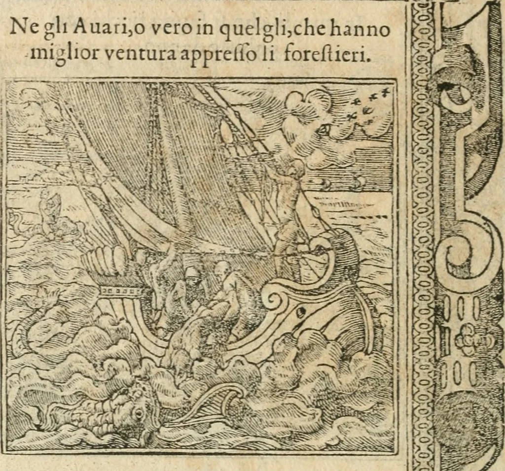 An illustration from Diverse imprese accommodate a diuerse moralità : con versi che i loro significati dichiarano insieme con molte altre nella lingua italiana non piu tradotte, 1564, leaf 91