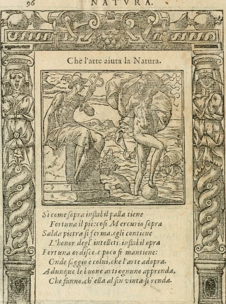 An illustration from Diverse imprese accommodate a diuerse moralità : con versi che i loro significati dichiarano insieme con molte altre nella lingua italiana non piu tradotte, 1564, leaf 99