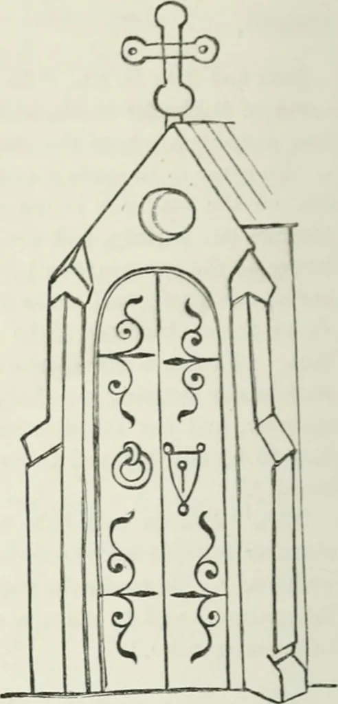 An illustration from Some account of domestic architecture in England from Edward I to Richard II, with notices of foreign examples and numerous illustrations of existing remains from original drawings, 1882, leaf 129