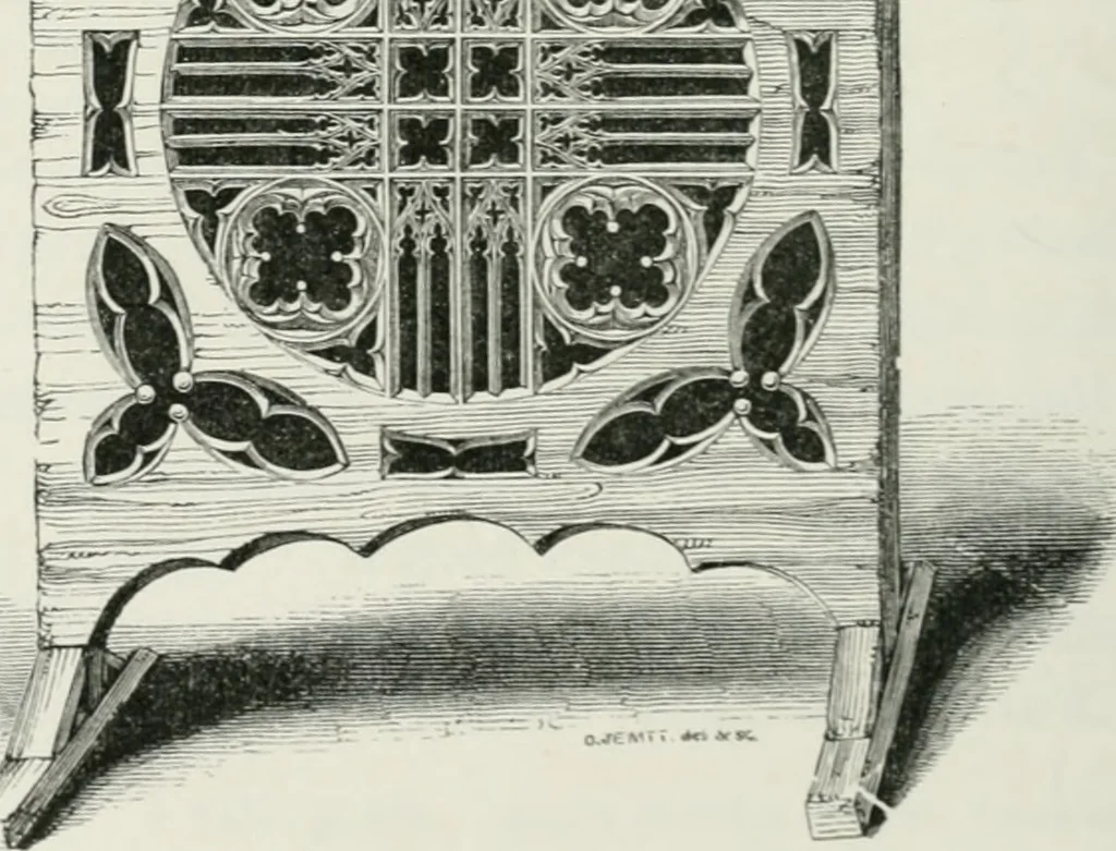 An illustration from Some account of domestic architecture in England from Edward I to Richard II, with notices of foreign examples and numerous illustrations of existing remains from original drawings, 1882, leaf 157