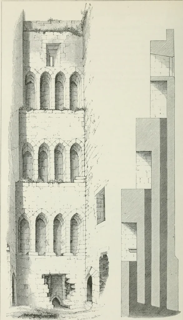 An illustration from Some account of domestic architecture in England from Edward I to Richard II, with notices of foreign examples and numerous illustrations of existing remains from original drawings, 1882, leaf 181