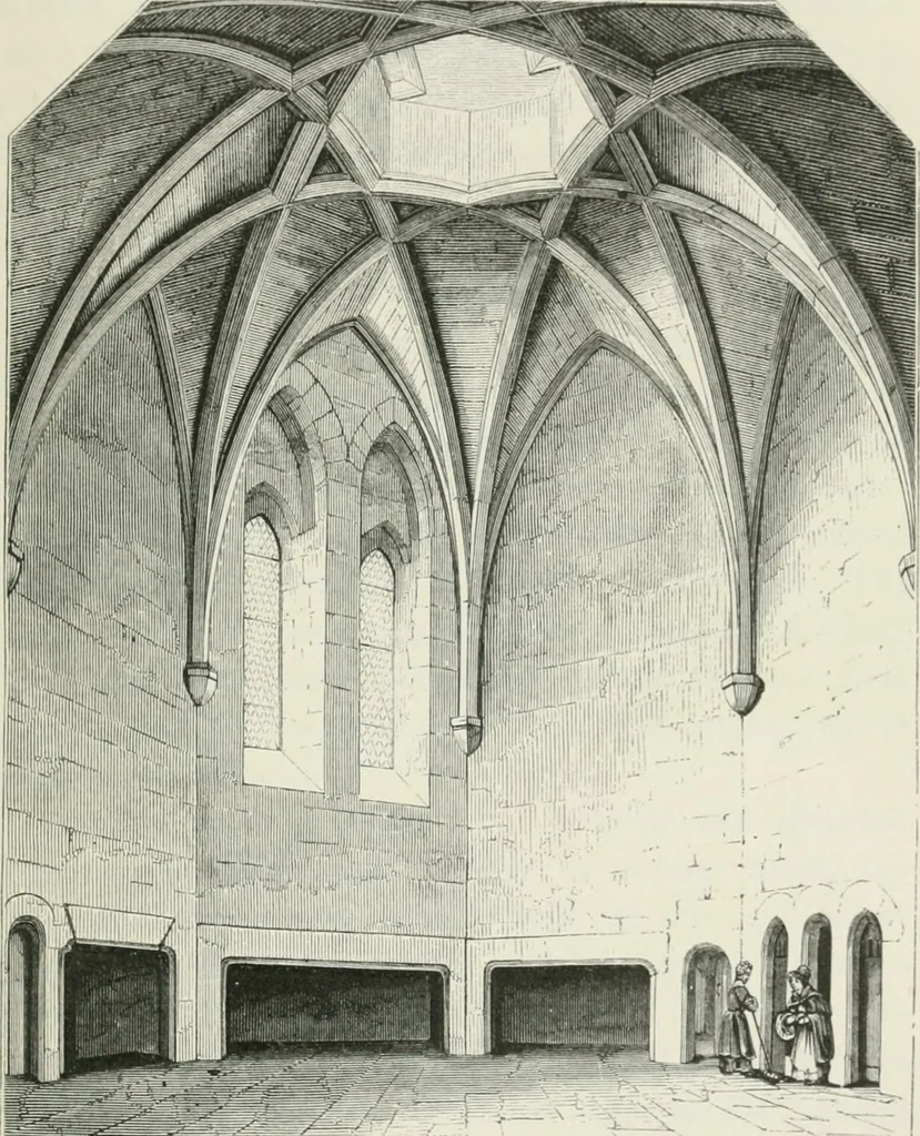 An illustration from Some account of domestic architecture in England from Edward I to Richard II, with notices of foreign examples and numerous illustrations of existing remains from original drawings, 1882, leaf 196