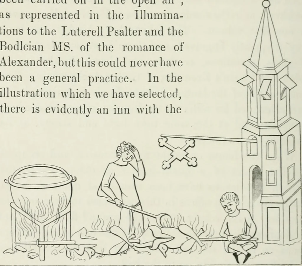 An illustration from Some account of domestic architecture in England from Edward I to Richard II, with notices of foreign examples and numerous illustrations of existing remains from original drawings, 1882, leaf 199