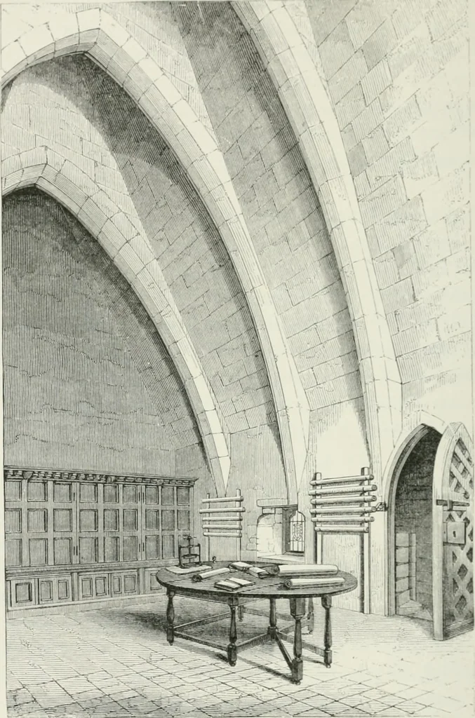 An illustration from Some account of domestic architecture in England from Edward I to Richard II, with notices of foreign examples and numerous illustrations of existing remains from original drawings, 1882, leaf 303