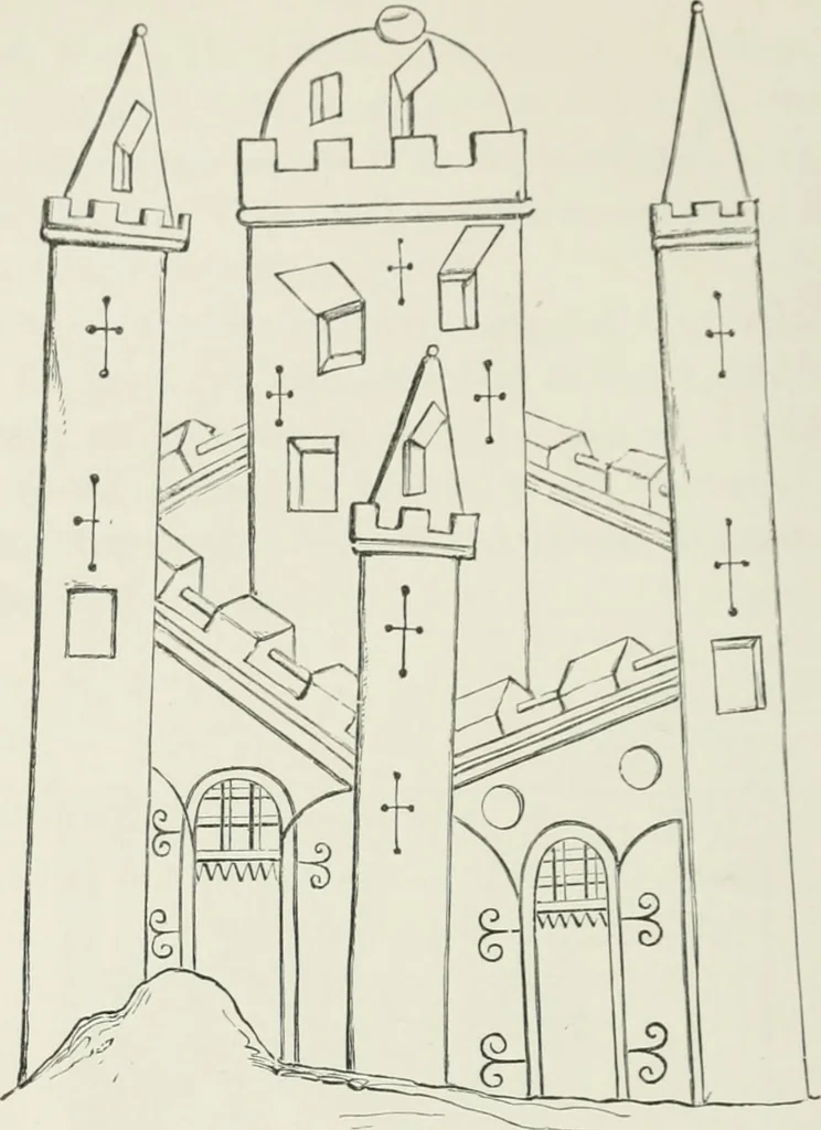 An illustration from Some account of domestic architecture in England from Edward I to Richard II, with notices of foreign examples and numerous illustrations of existing remains from original drawings, 1882, leaf 43