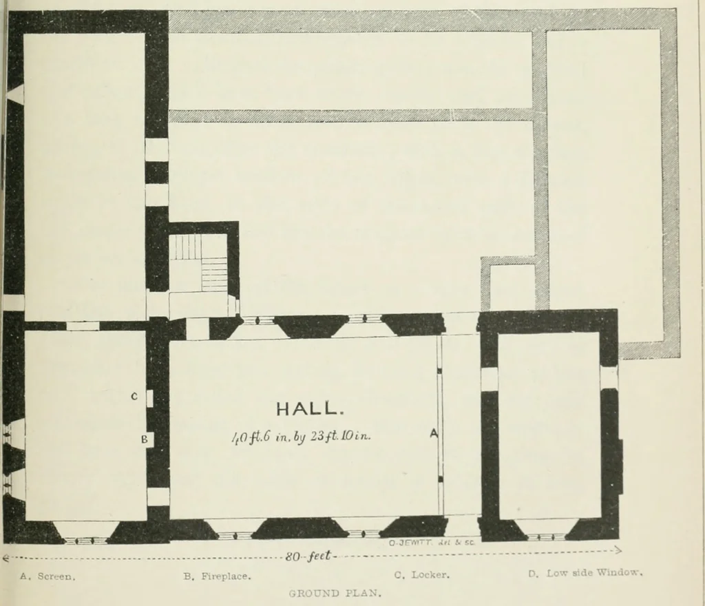 An illustration from Some account of domestic architecture in England from Edward I to Richard II, with notices of foreign examples and numerous illustrations of existing remains from original drawings, 1882, leaf 446