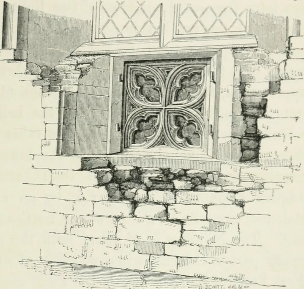 An illustration from Some account of domestic architecture in England from Edward I to Richard II, with notices of foreign examples and numerous illustrations of existing remains from original drawings, 1882, leaf 450