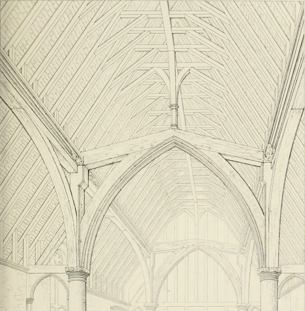 An illustration from Some account of domestic architecture in England from Edward I to Richard II, with notices of foreign examples and numerous illustrations of existing remains from original drawings, 1882, leaf 464