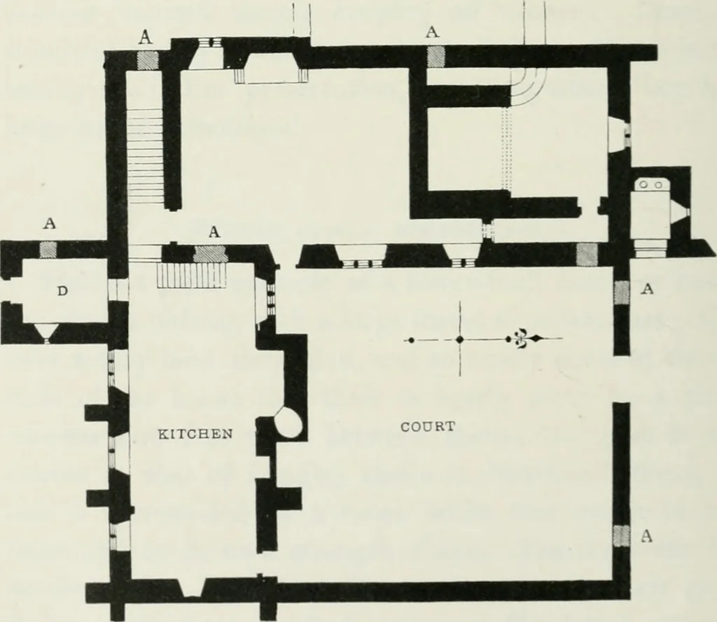 An illustration from Some account of domestic architecture in England from Edward I to Richard II, with notices of foreign examples and numerous illustrations of existing remains from original drawings, 1882, leaf 485