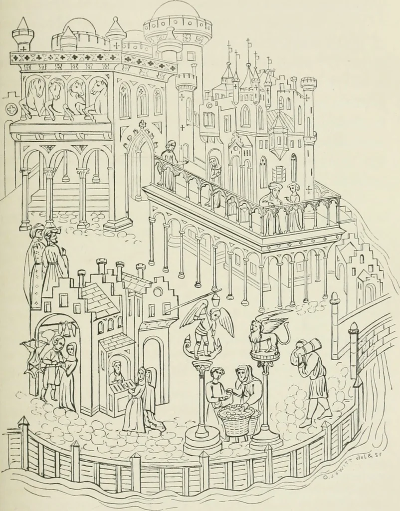 An illustration from Some account of domestic architecture in England from Edward I to Richard II, with notices of foreign examples and numerous illustrations of existing remains from original drawings, 1882, leaf 58
