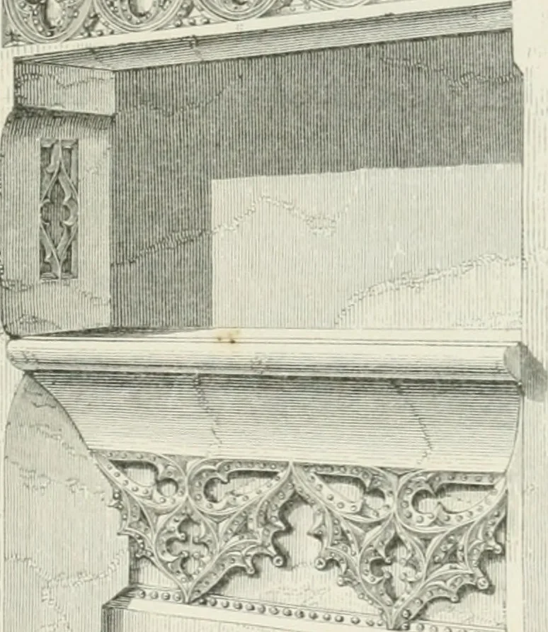 An illustration from Some account of domestic architecture in England from Edward I to Richard II, with notices of foreign examples and numerous illustrations of existing remains from original drawings, 1882, leaf 92