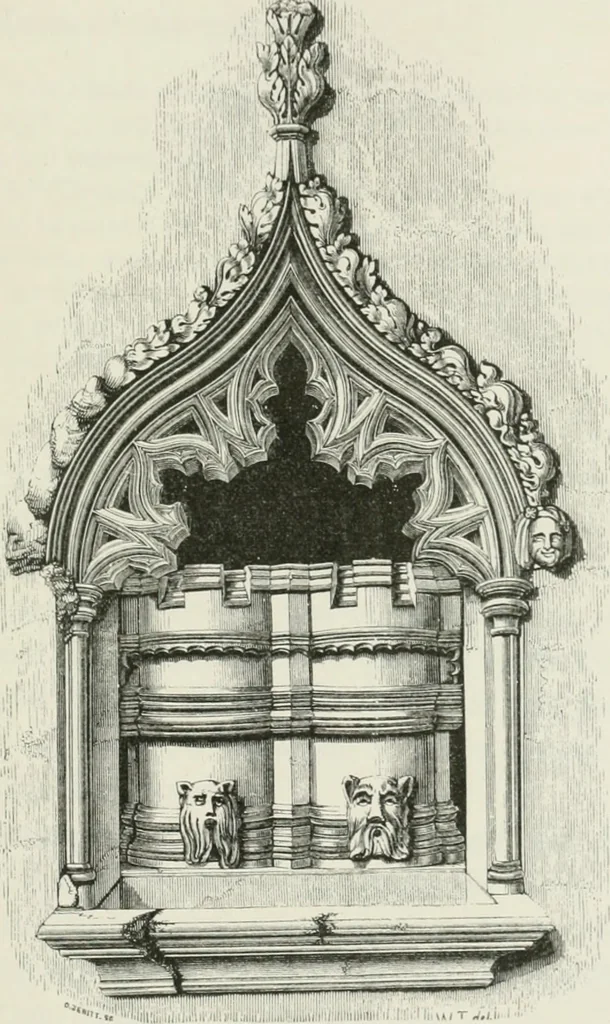 An illustration from Some account of domestic architecture in England from Edward I to Richard II, with notices of foreign examples and numerous illustrations of existing remains from original drawings, 1882, leaf 96