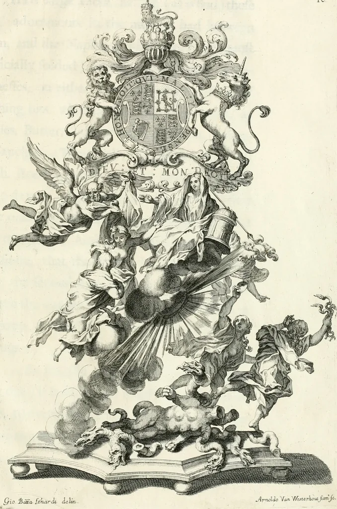 An illustration from An account of His Excellence Roger Earl of Castlemaine's embassy : from His Sacred Majesty James the IId., King of England, Scotland, France, and Ireland, &c., to His Holiness Innocent XI., 1688, leaf 106