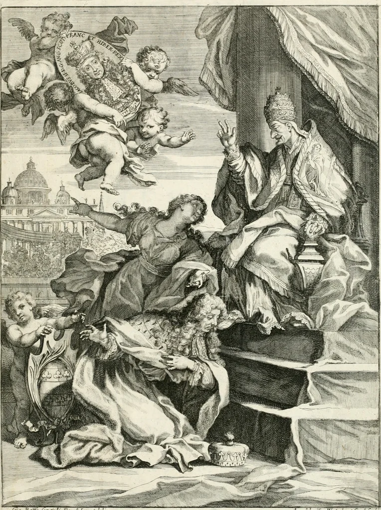 An illustration from An account of His Excellence Roger Earl of Castlemaine's embassy : from His Sacred Majesty James the IId., King of England, Scotland, France, and Ireland, &c., to His Holiness Innocent XI., 1688, leaf 4