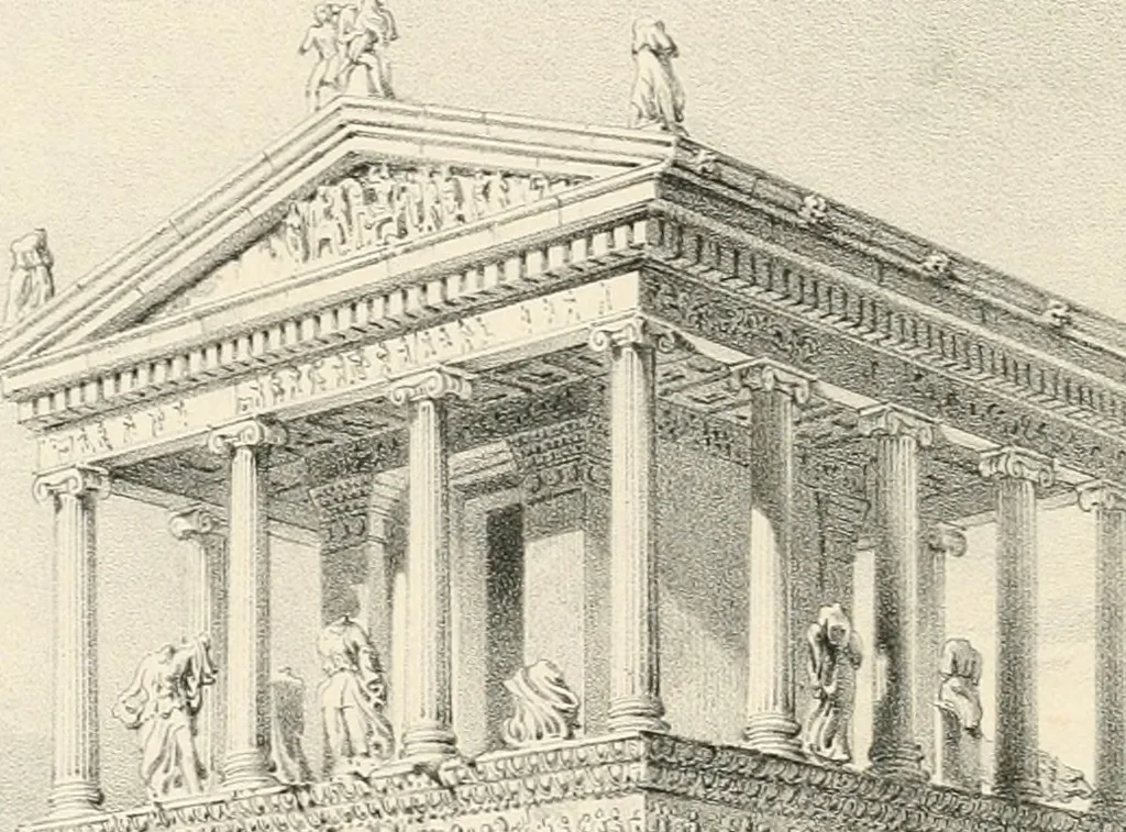 An illustration from Account of the Ionic trophy monument excavated at Xanthus, 1848, leaf 1