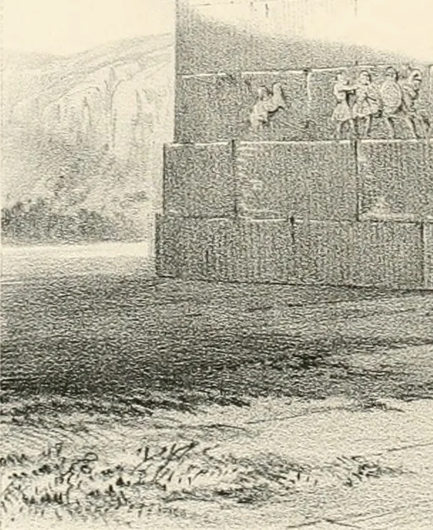 An illustration from Account of the Ionic trophy monument excavated at Xanthus, 1848, leaf 1