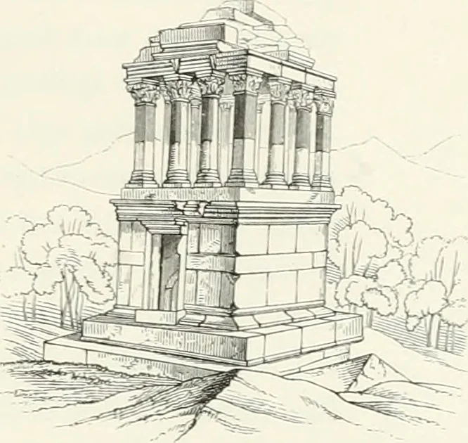An illustration from Account of the Ionic trophy monument excavated at Xanthus, 1848, leaf 10
