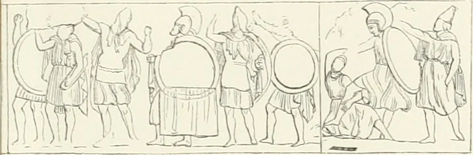 An illustration from Account of the Ionic trophy monument excavated at Xanthus, 1848, leaf 36