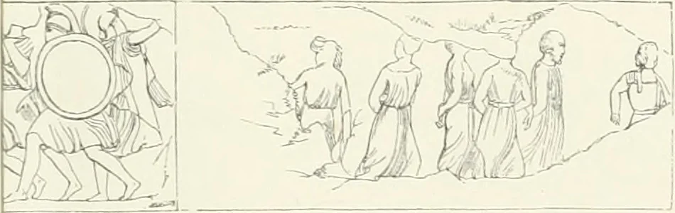 An illustration from Account of the Ionic trophy monument excavated at Xanthus, 1848, leaf 36