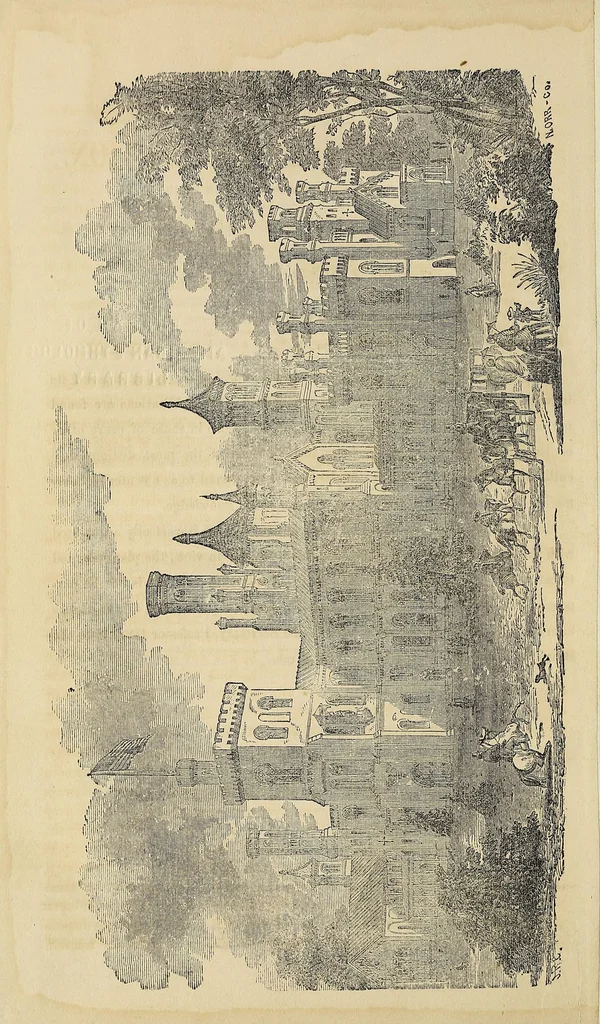 An illustration from An account of the Smithsonian Institution, its founder, building, operations, etc. : prepared from the reports of Prof. Henry to the regents, and other authentic sources, 1859, leaf 12
