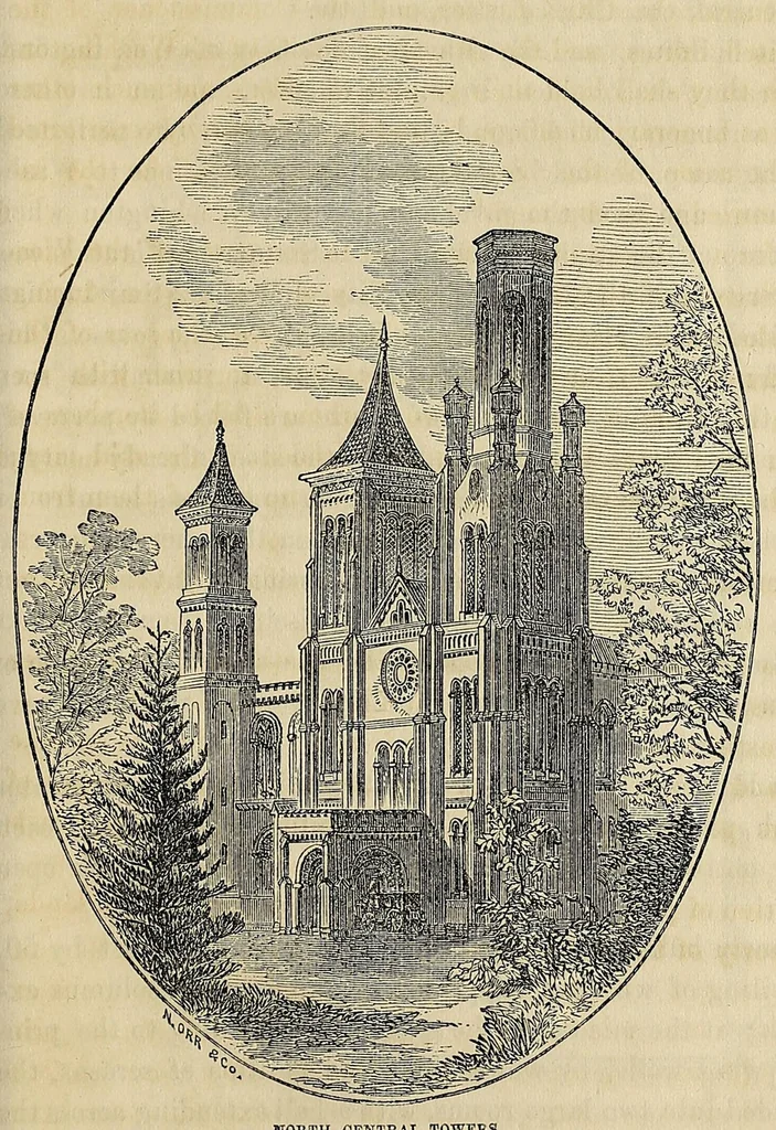 An illustration from An account of the Smithsonian Institution, its founder, building, operations, etc. : prepared from the reports of Prof. Henry to the regents, and other authentic sources, 1859, leaf 19