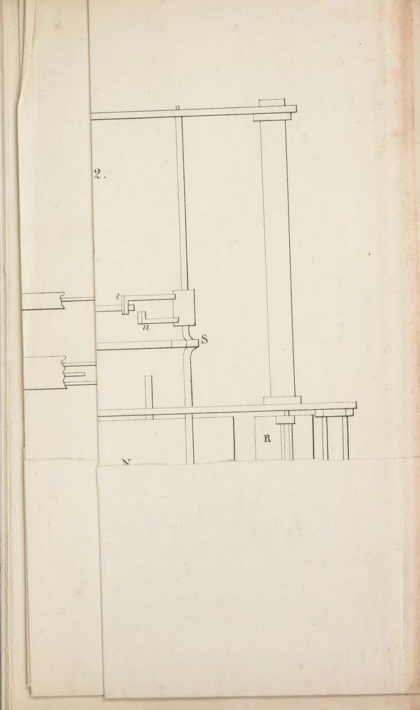 An illustration from An account of some remarkable applications of the electric fluid to the useful arts, by Mr. Alexander Bain : with a vindication of his claim to be the first inventor of the electro-magnetic printing telegraph, and also of the electro-magnetic clock, 1843, leaf 155