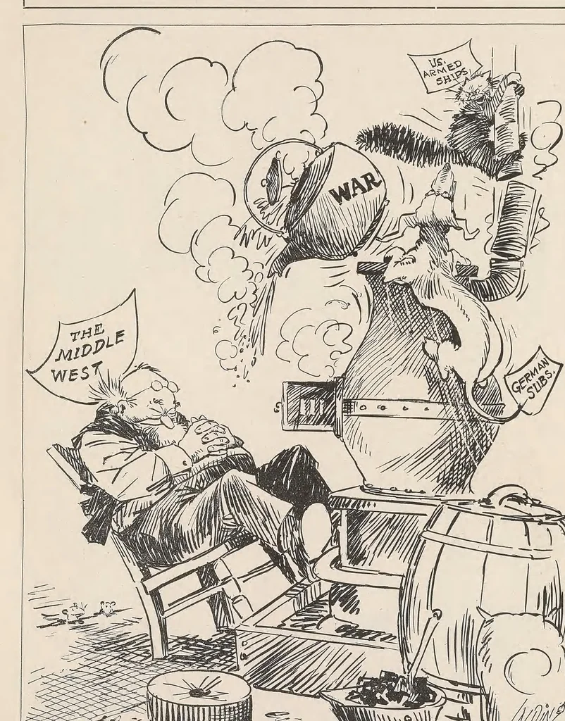 An illustration from Aces and kings : cartoons from the Des Moines Register, 1918, leaf 13