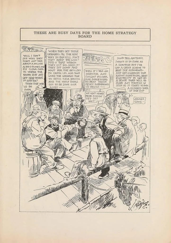 An illustration from Aces and kings : cartoons from the Des Moines Register, 1918, leaf 29