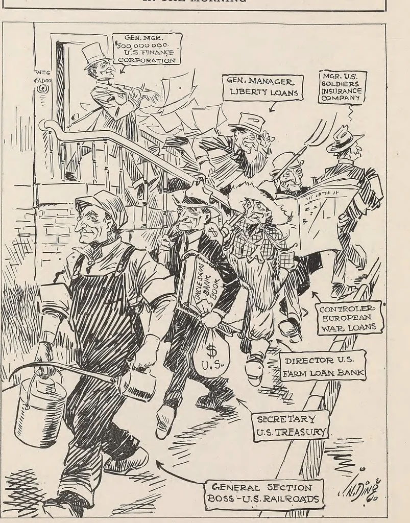 An illustration from Aces and kings : cartoons from the Des Moines Register, 1918, leaf 54