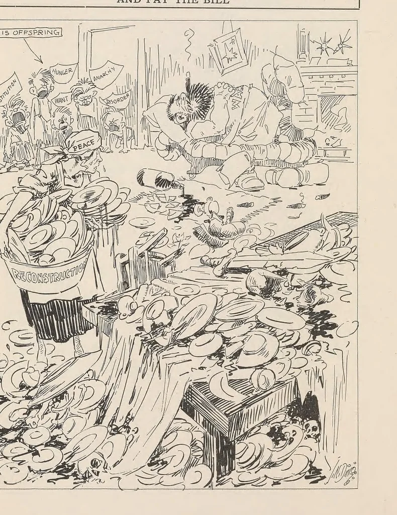 An illustration from Aces and kings : cartoons from the Des Moines Register, 1918, leaf 94