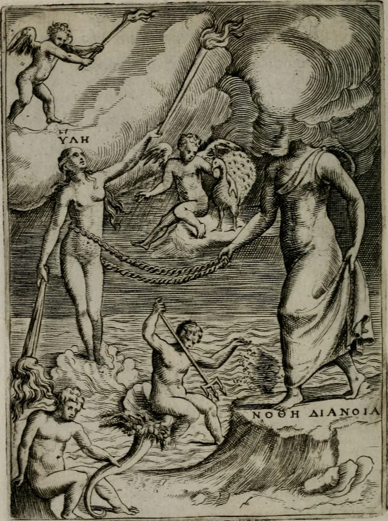 An illustration from Achillis Bocchii Bonon. Symbolicarum quaestionum, de vniuerso genere, quas serio ludebat, libri quinque, 1574, leaf 111