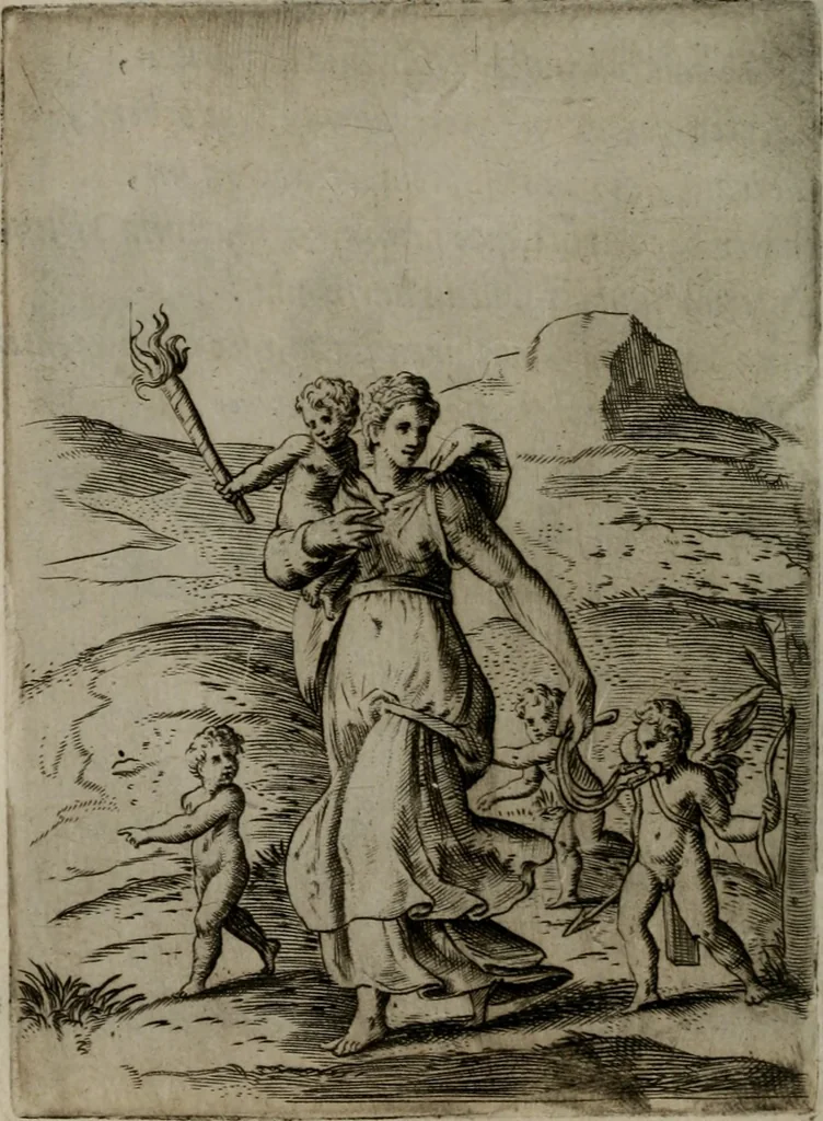 An illustration from Achillis Bocchii Bonon. Symbolicarum quaestionum, de vniuerso genere, quas serio ludebat, libri quinque, 1574, leaf 151