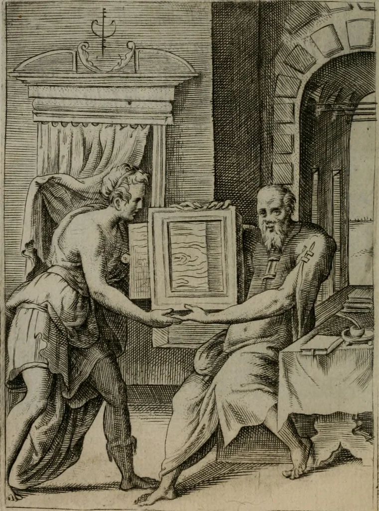 An illustration from Achillis Bocchii Bonon. Symbolicarum quaestionum, de vniuerso genere, quas serio ludebat, libri quinque, 1574, leaf 177