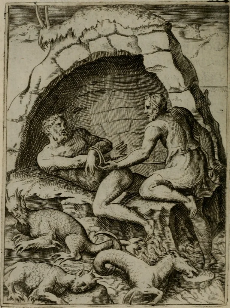 An illustration from Achillis Bocchii Bonon. Symbolicarum quaestionum, de vniuerso genere, quas serio ludebat, libri quinque, 1574, leaf 181