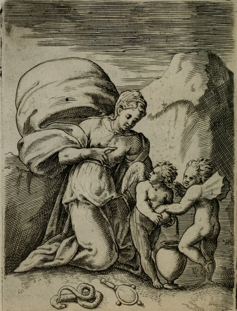 An illustration from Achillis Bocchii Bonon. Symbolicarum quaestionum, de vniuerso genere, quas serio ludebat, libri quinque, 1574, leaf 205