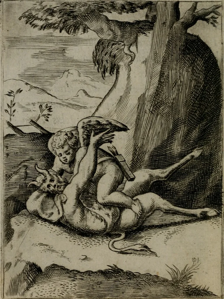 An illustration from Achillis Bocchii Bonon. Symbolicarum quaestionum, de vniuerso genere, quas serio ludebat, libri quinque, 1574, leaf 211