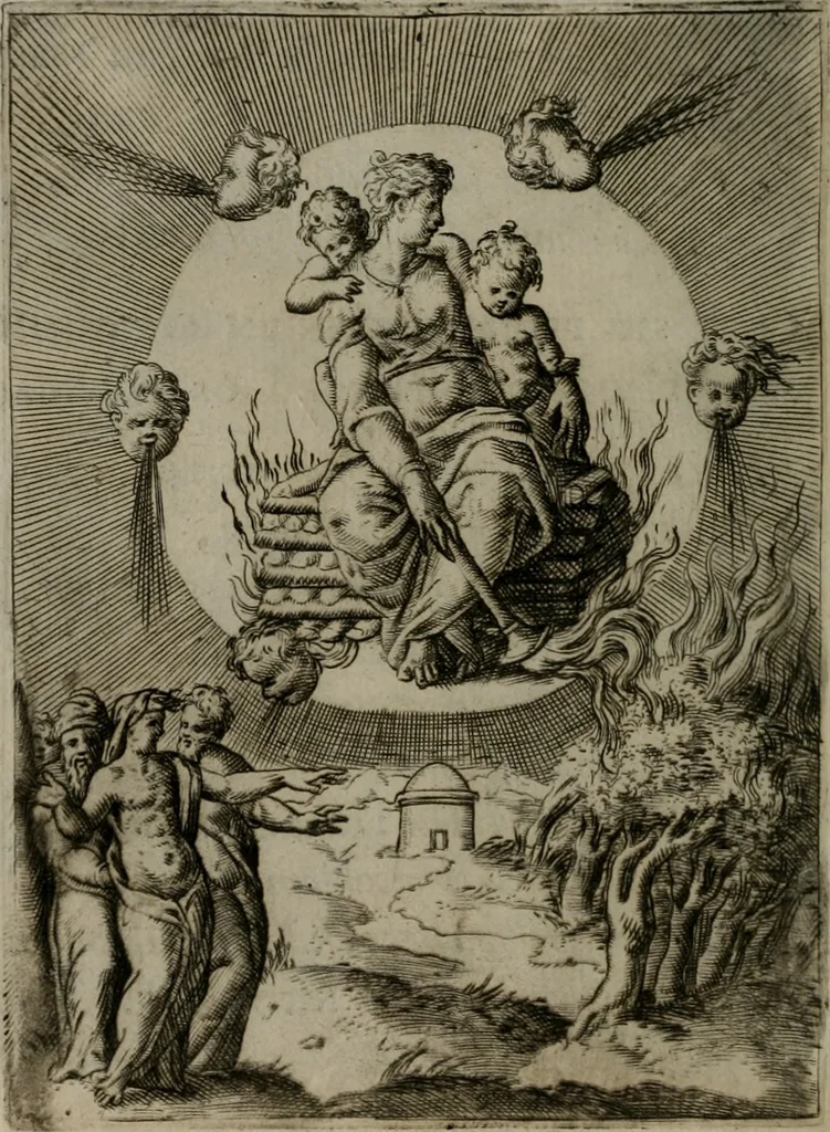 An illustration from Achillis Bocchii Bonon. Symbolicarum quaestionum, de vniuerso genere, quas serio ludebat, libri quinque, 1574, leaf 215