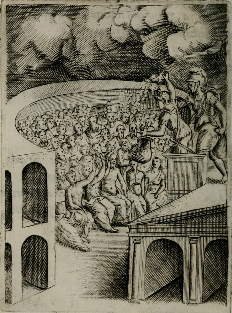 An illustration from Achillis Bocchii Bonon. Symbolicarum quaestionum, de vniuerso genere, quas serio ludebat, libri quinque, 1574, leaf 273
