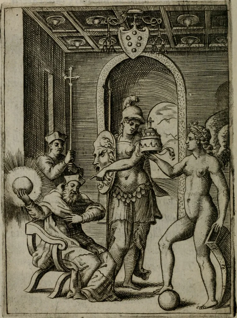 An illustration from Achillis Bocchii Bonon. Symbolicarum quaestionum, de vniuerso genere, quas serio ludebat, libri quinque, 1574, leaf 285