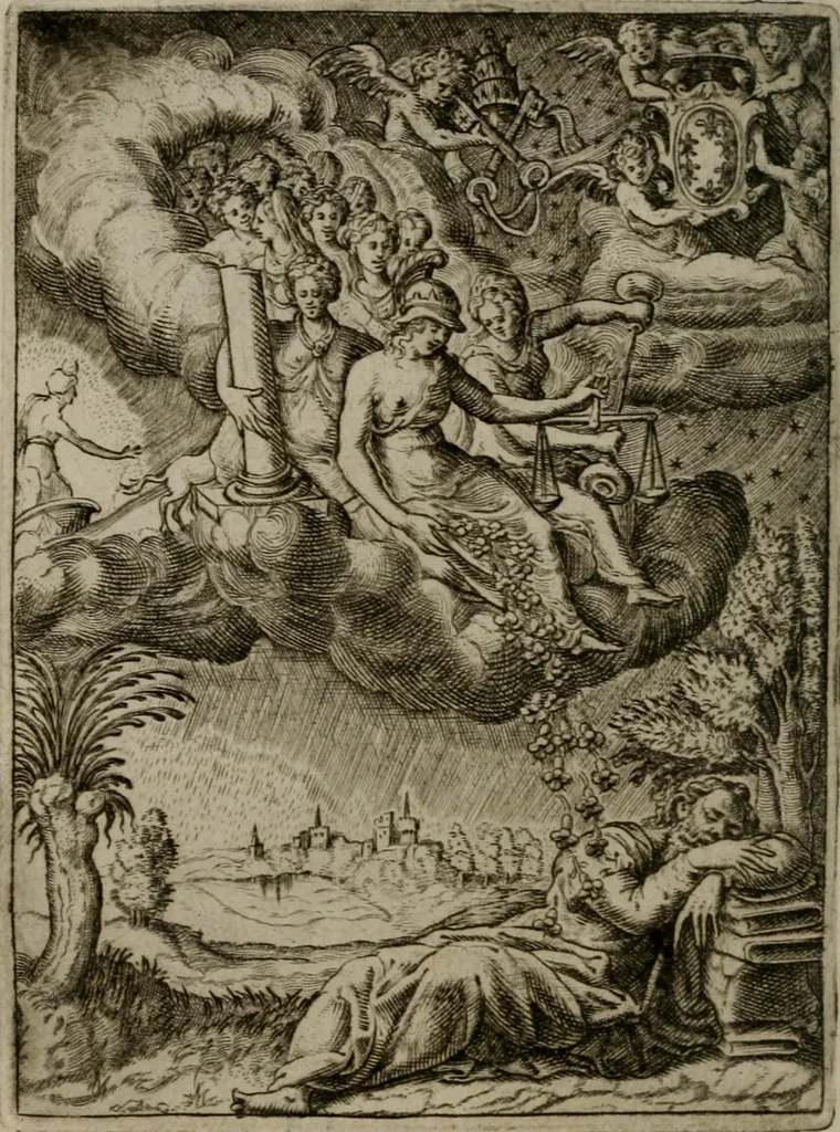 An illustration from Achillis Bocchii Bonon. Symbolicarum quaestionum, de vniuerso genere, quas serio ludebat, libri quinque, 1574, leaf 317